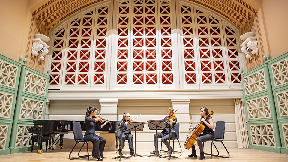 Chamber ensemble rehearsing in the Performance Hall
